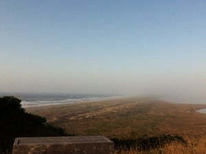 From Lisa: Humboldt Bay (the south end) is on the right and the Pacific ocean is there on the left...  The road is several miles long and its absolute beautiful. I usually save your podcast to enjoy out there.